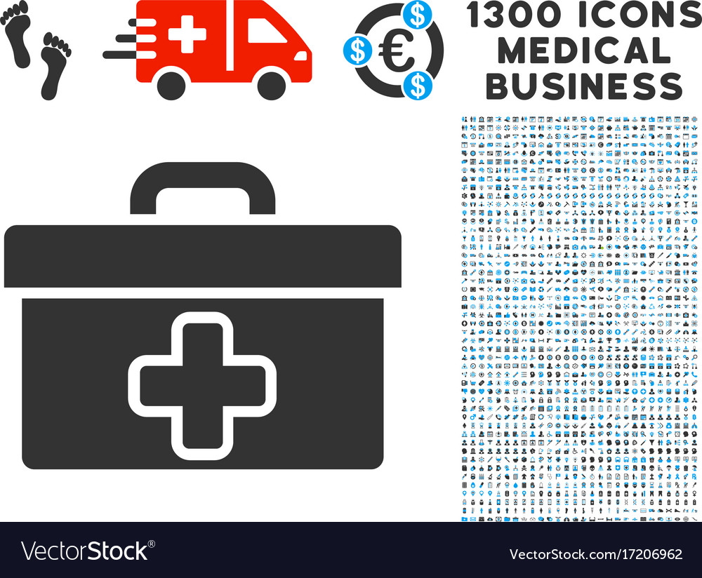 Medical tools box icon with 1300 business Vector Image