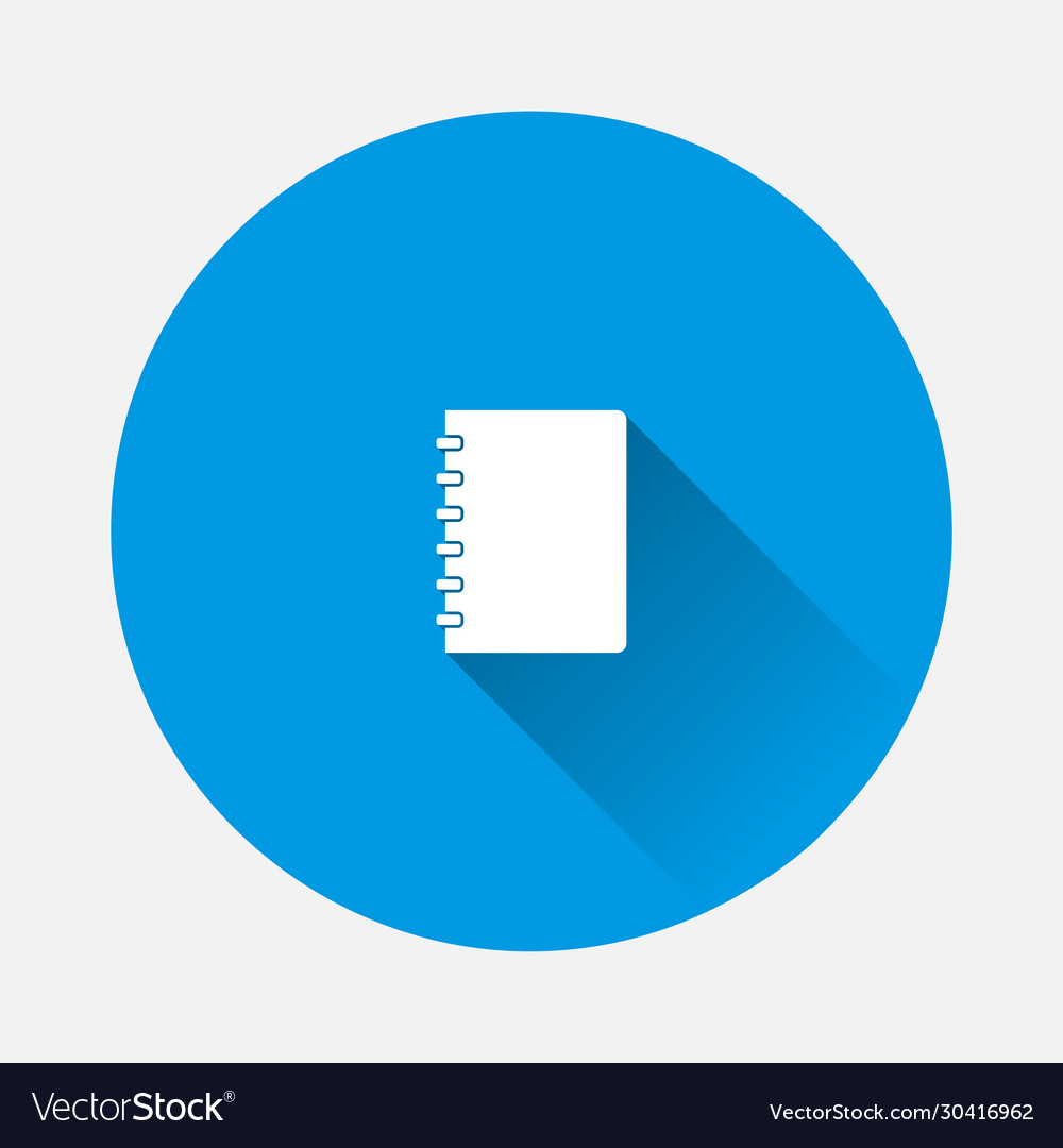 Notebook icon on blue background flat image vector image Notebook icon on blue background flat image