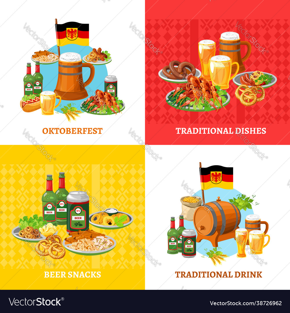 Oktoberfest concept 4 flat icons square