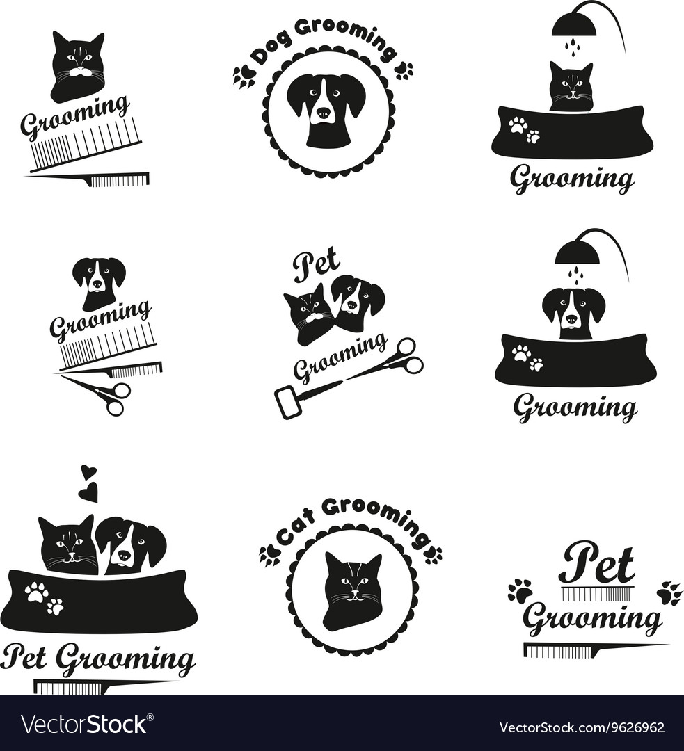 Pet Grooming Icons - Schwarz & Weiß