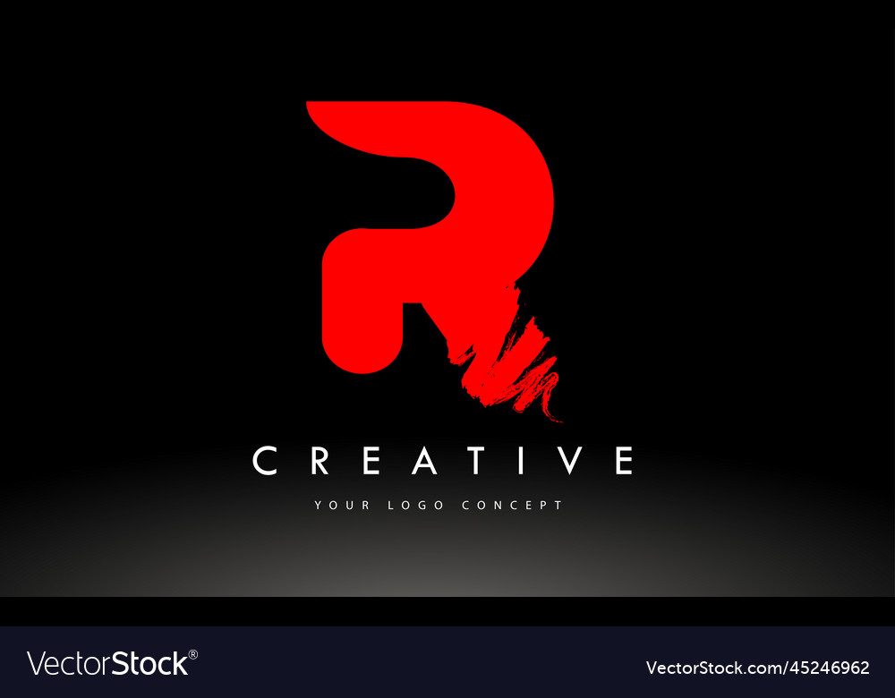 R brushed letter logo red brush letters design