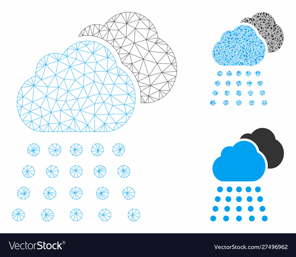 Rain clouds mesh network model and triangle vector image Rain clouds mesh network model and triangle