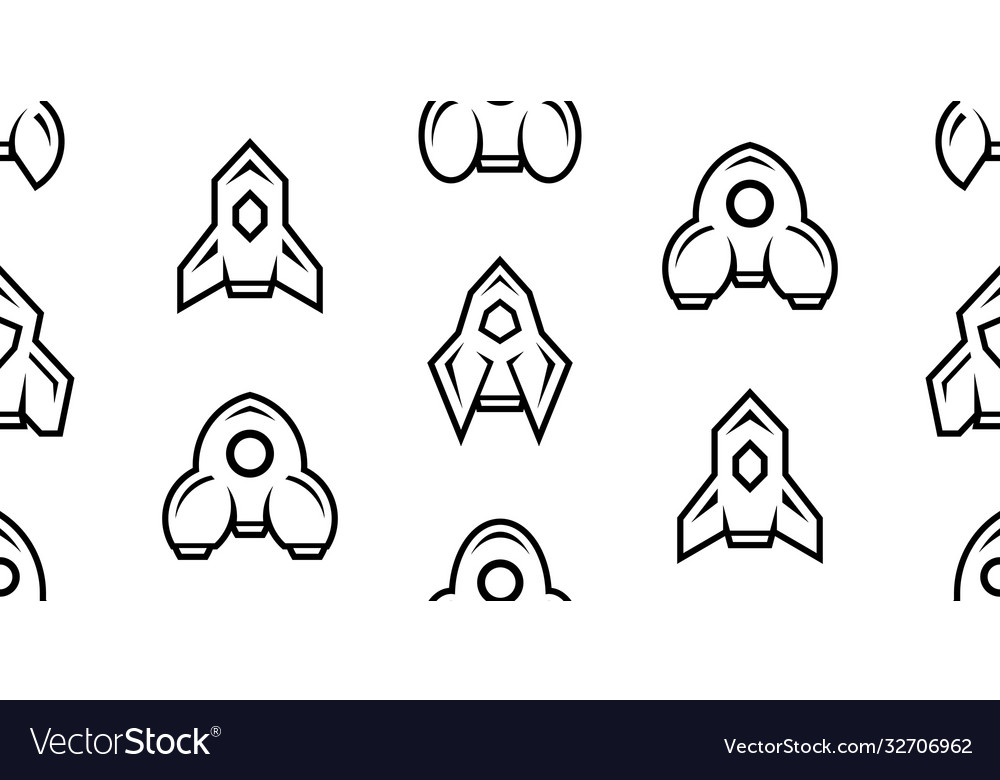 Seamless pattern with rocket