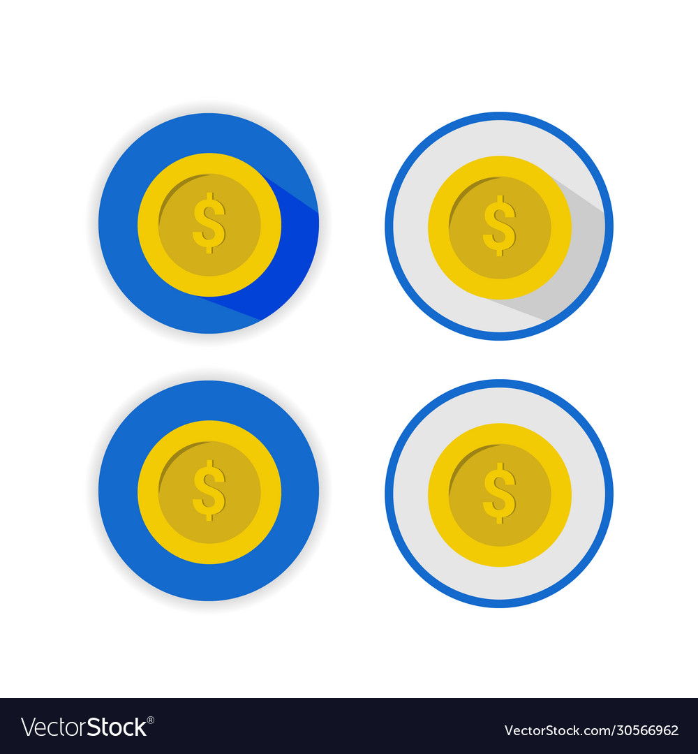 Set icon coin collection on eclipse shape