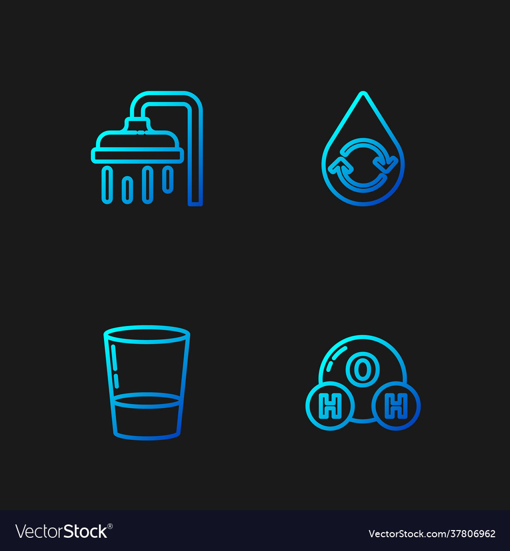 Set Line Chemical Formula For H2o Glass Royalty Free Vector