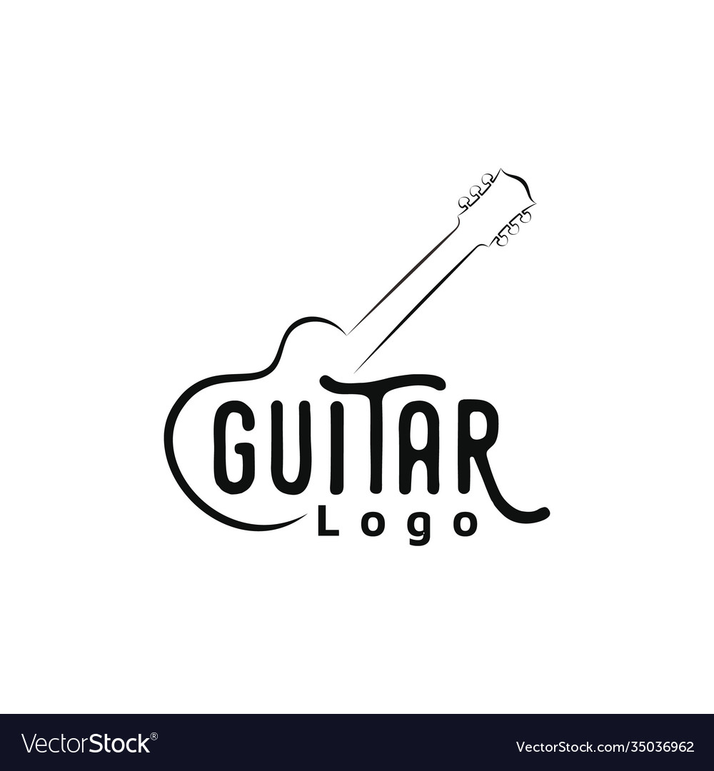 Simple guitar instrument logo design inspiration Vector Image