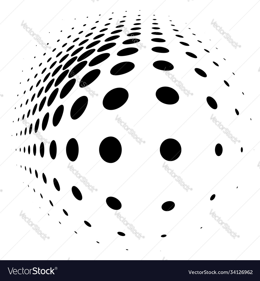 Spherical distortion halftone dots element orb Vector Image Spherical distortion halftone dots element orb