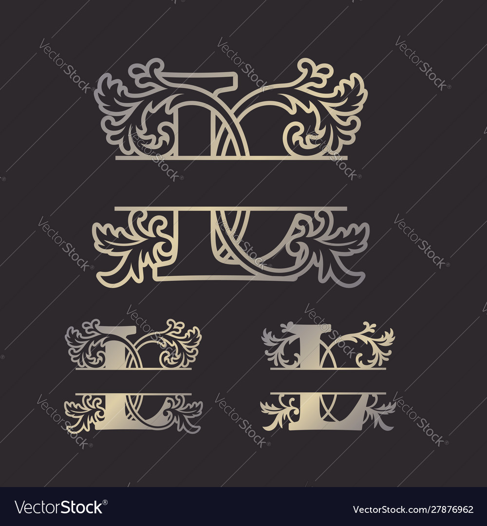 Split letters monogram font alphabet