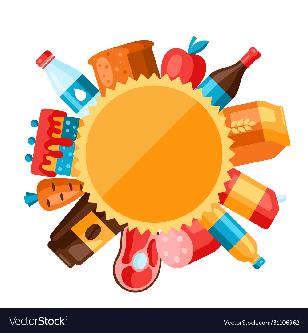 Supermarket background with food icons