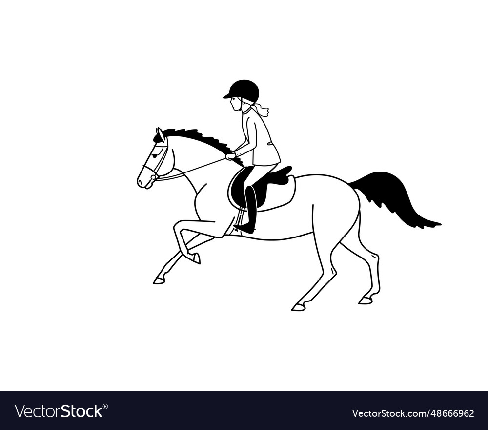 Young rider rides a sports pony Royalty Free Vector Image