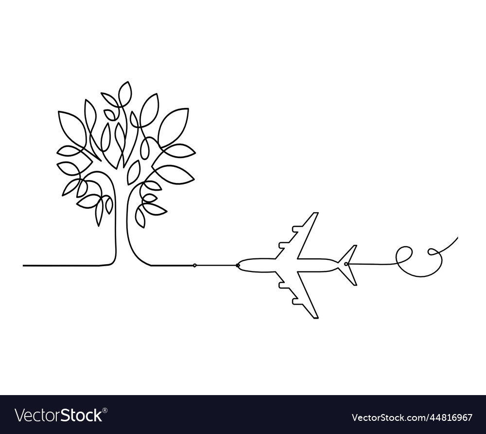 Abstract tree with plane as line drawing