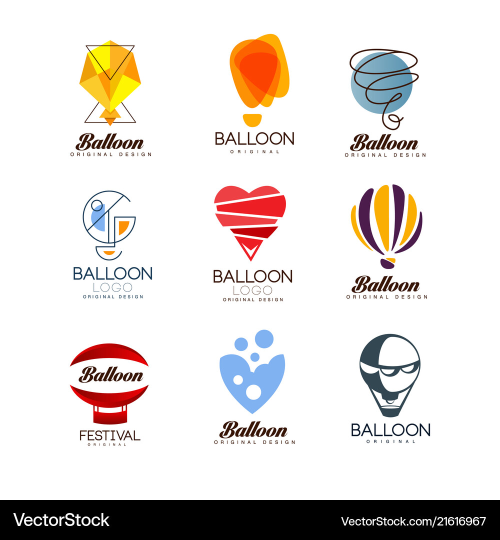 Balloon Creative Logo Set Royalty Free Vector Image
