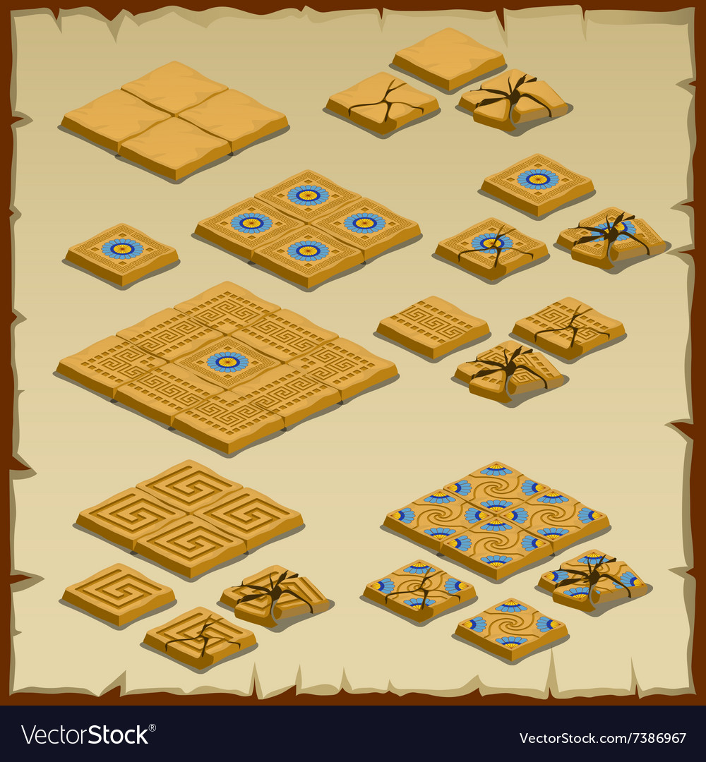 Big set of paving tiles Egyptian theme Royalty Free Vector