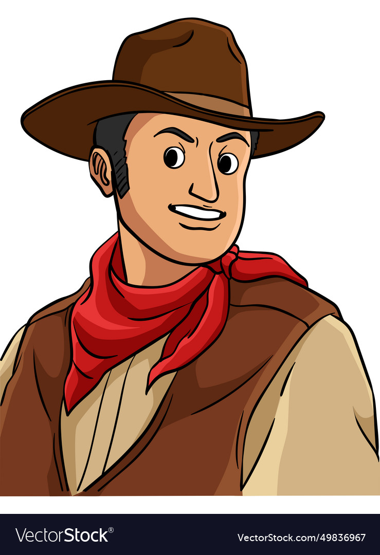 Cowboy in the desert cartoon colored clipart