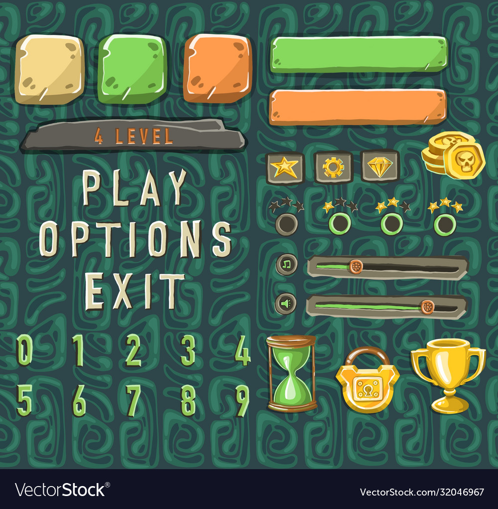 Game template with elements objects vector image Game template with elements objects