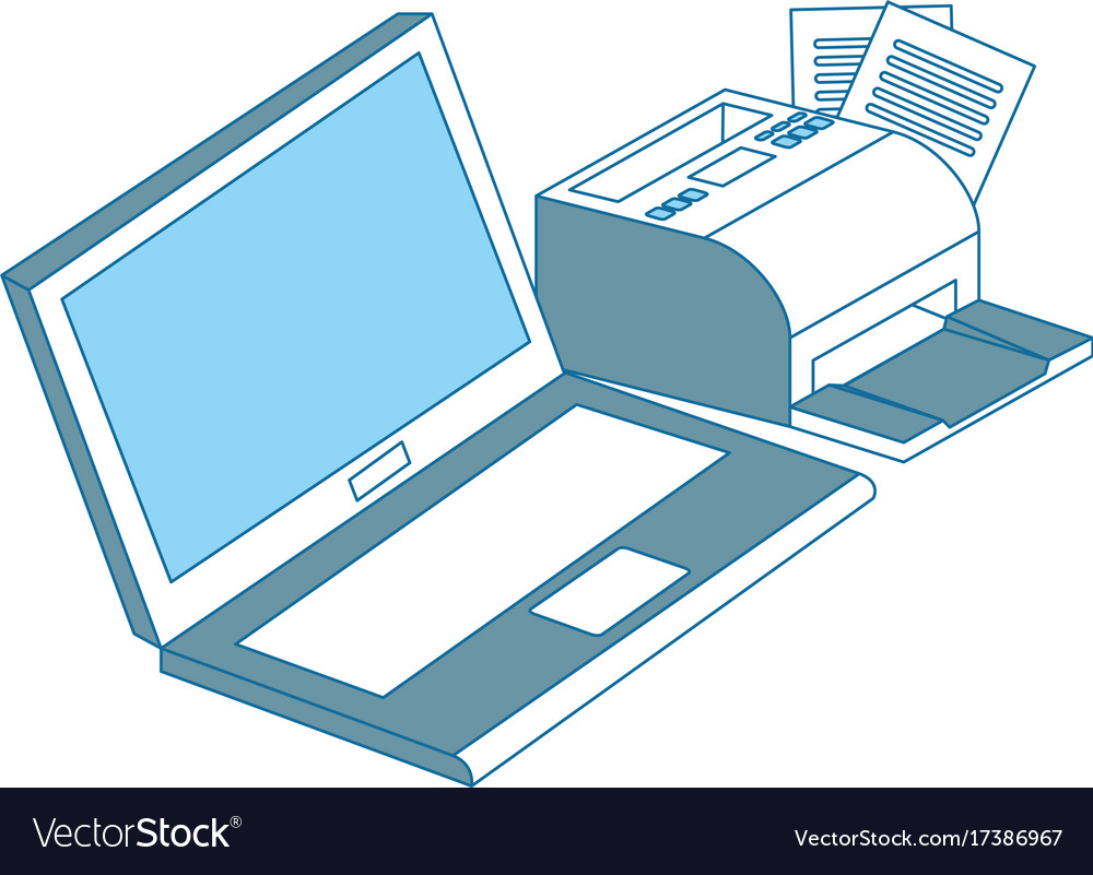 Laptop-Computer mit Drucker