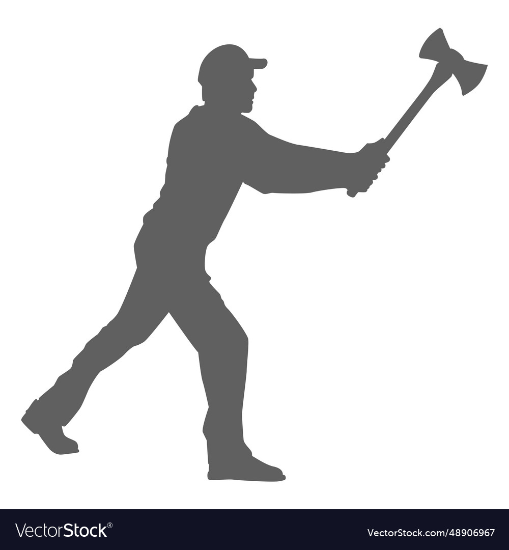 Lumberjack with double axe silhouette Royalty Free Vector