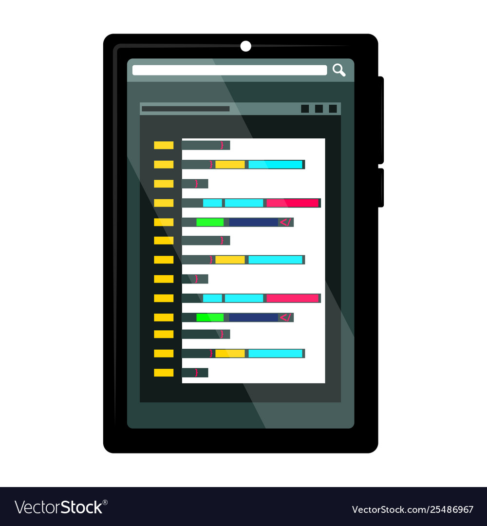 Programming code on a tablet screen