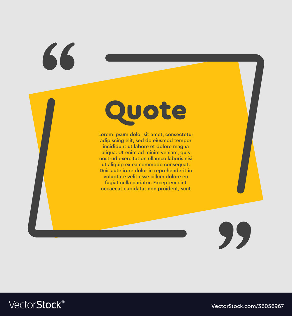 Quote square text with bracket background vector image Quote square text with bracket background