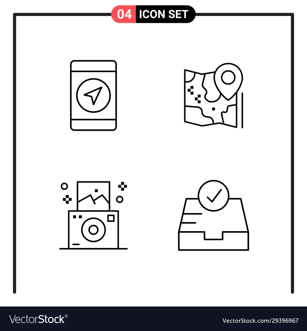 Set 4 line style icons for web and mobile Vector Image Set 4 line style icons for web and mobile