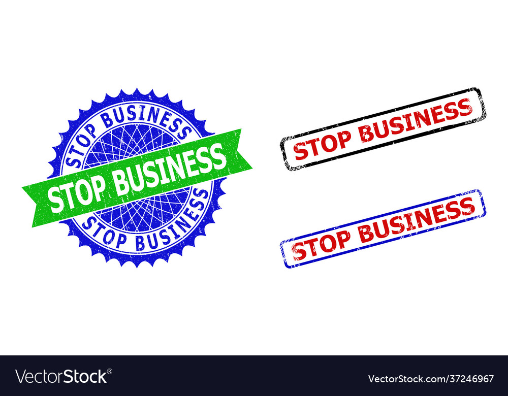 Stop business rosette and rectangle bicolor seals