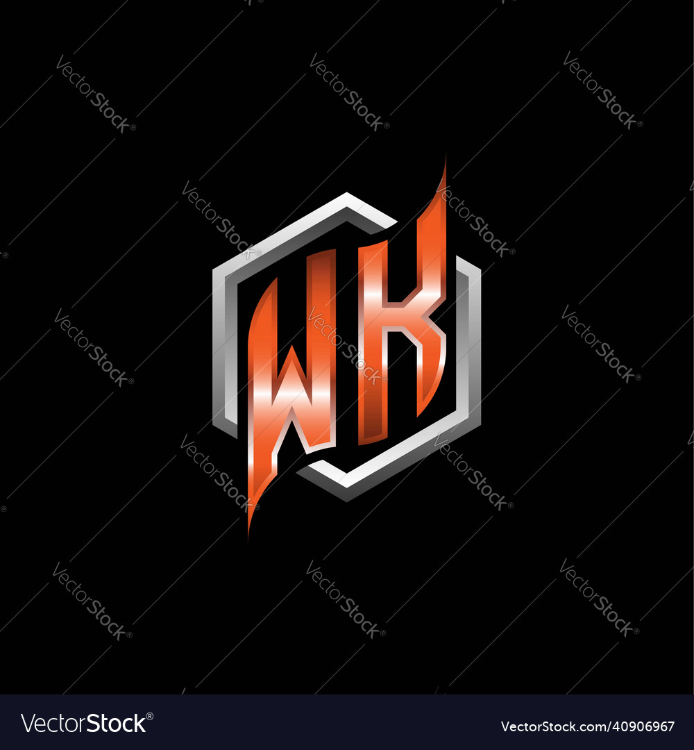 Wk monogram geometric orange with hexagonal