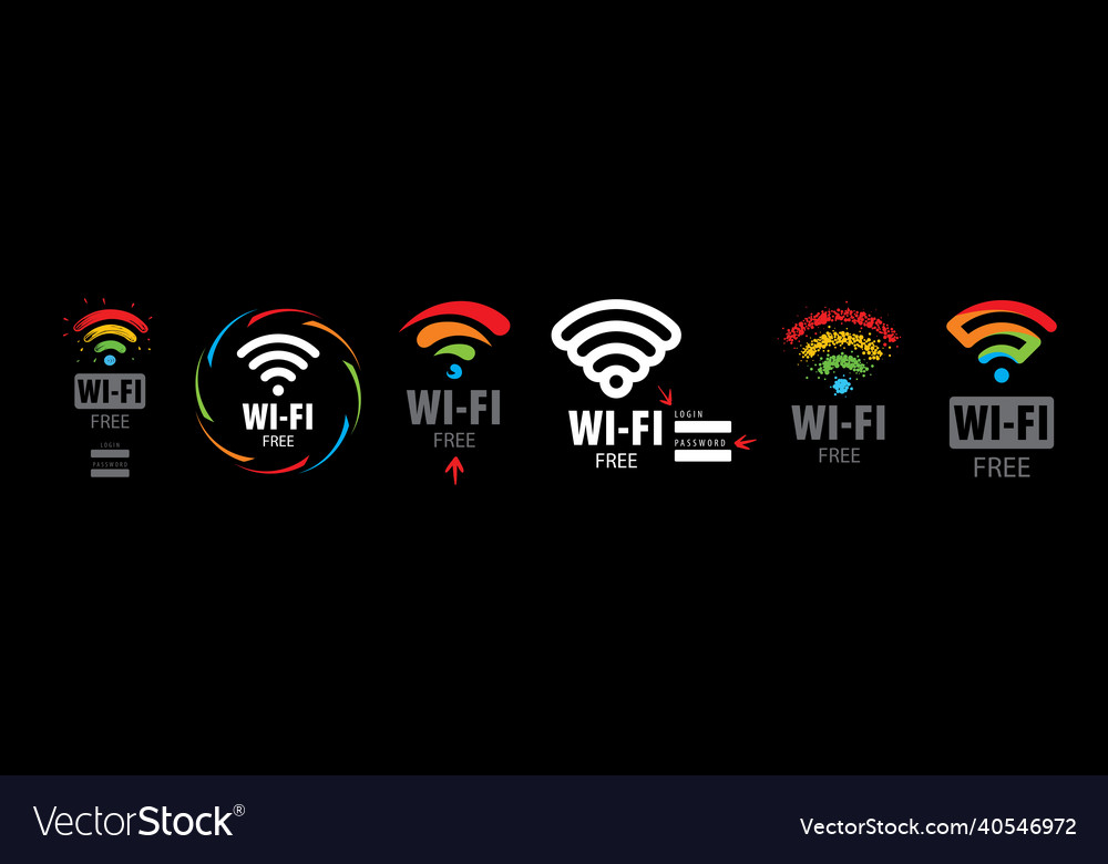 A set of wi-fi icons on black background