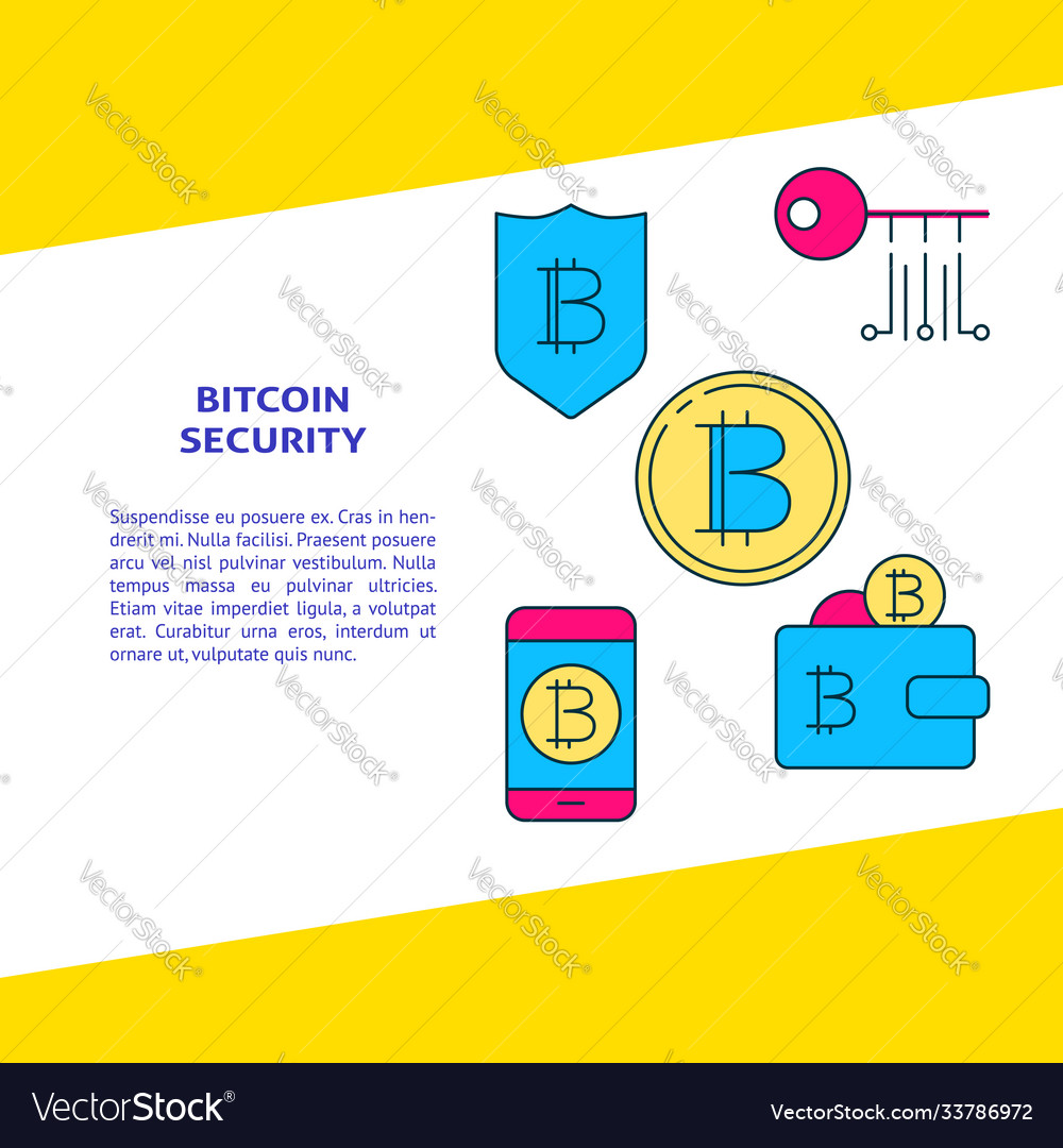 Bitcoin security banner with place for text vector image Bitcoin security banner with place for text