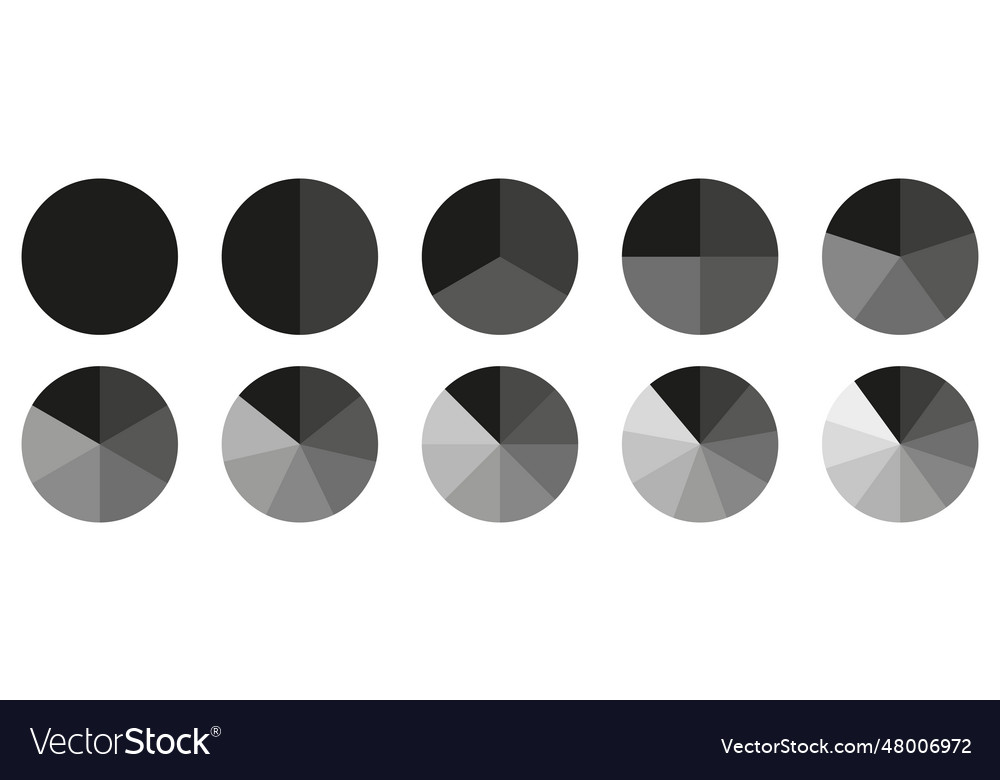 Circles divided diagram 3 10 7 graph icon pie Vector Image