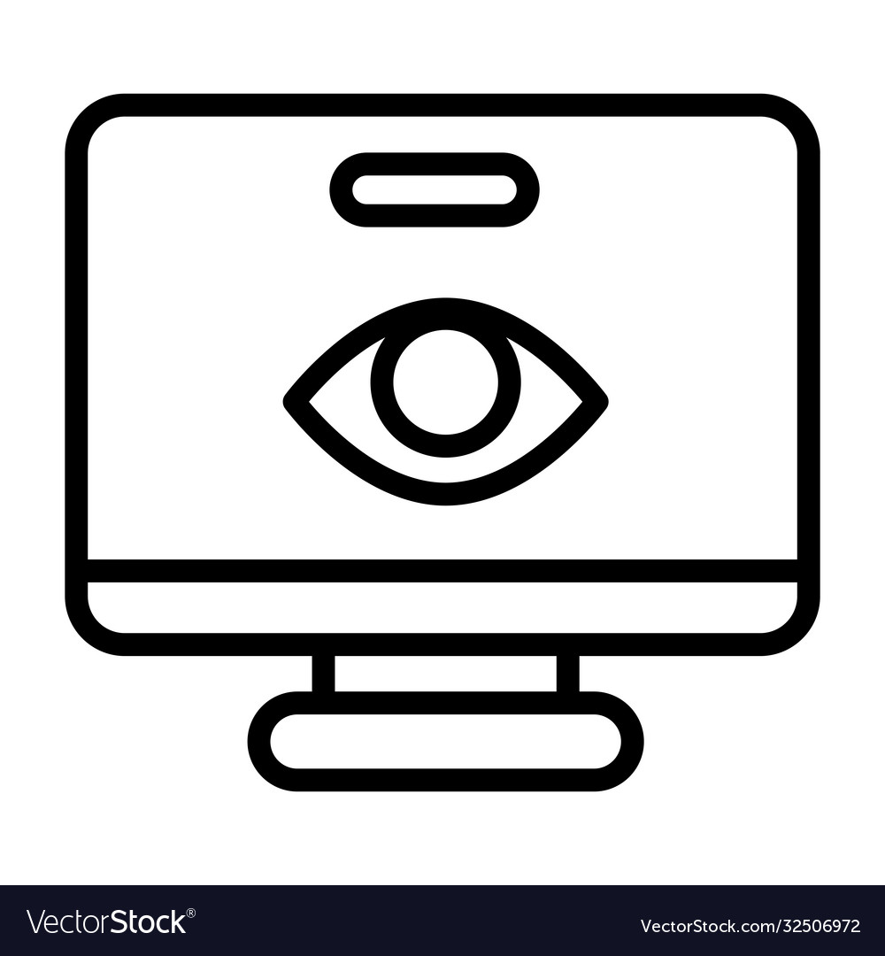 Desktop computer with eye line style icon Vector Image Desktop computer with eye line style icon