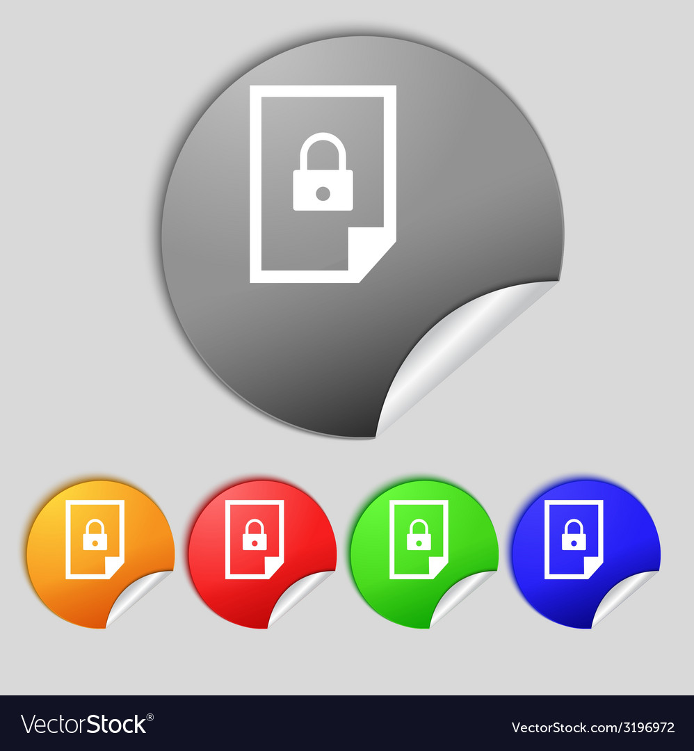 File locked icon sign set of coloured buttons