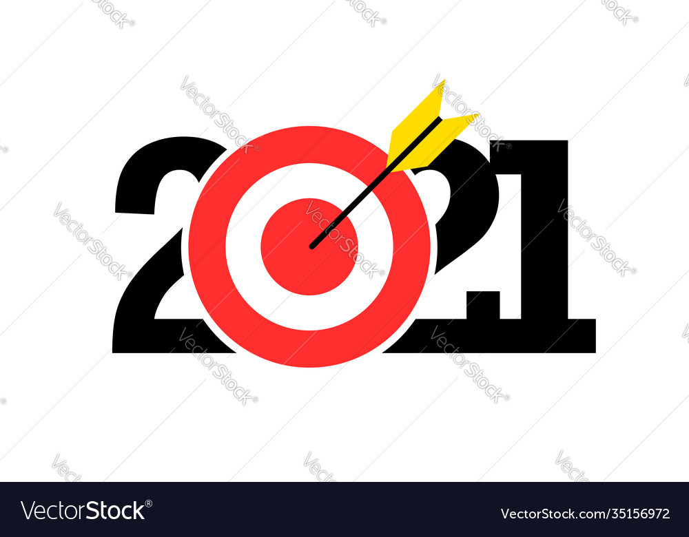 Goal in 2021 a red target with yellow arrow