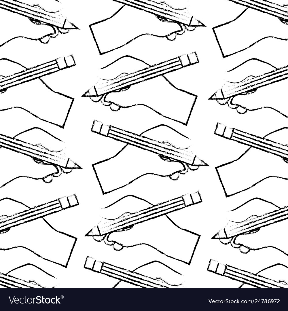 Hand with pencil write pattern vector image Hand with pencil write pattern