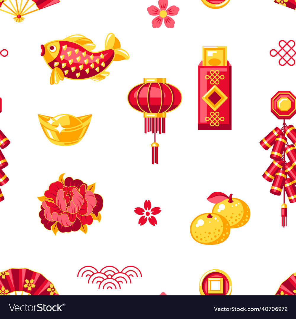 Happy chinese new year seamless pattern vector image Happy chinese new year seamless pattern