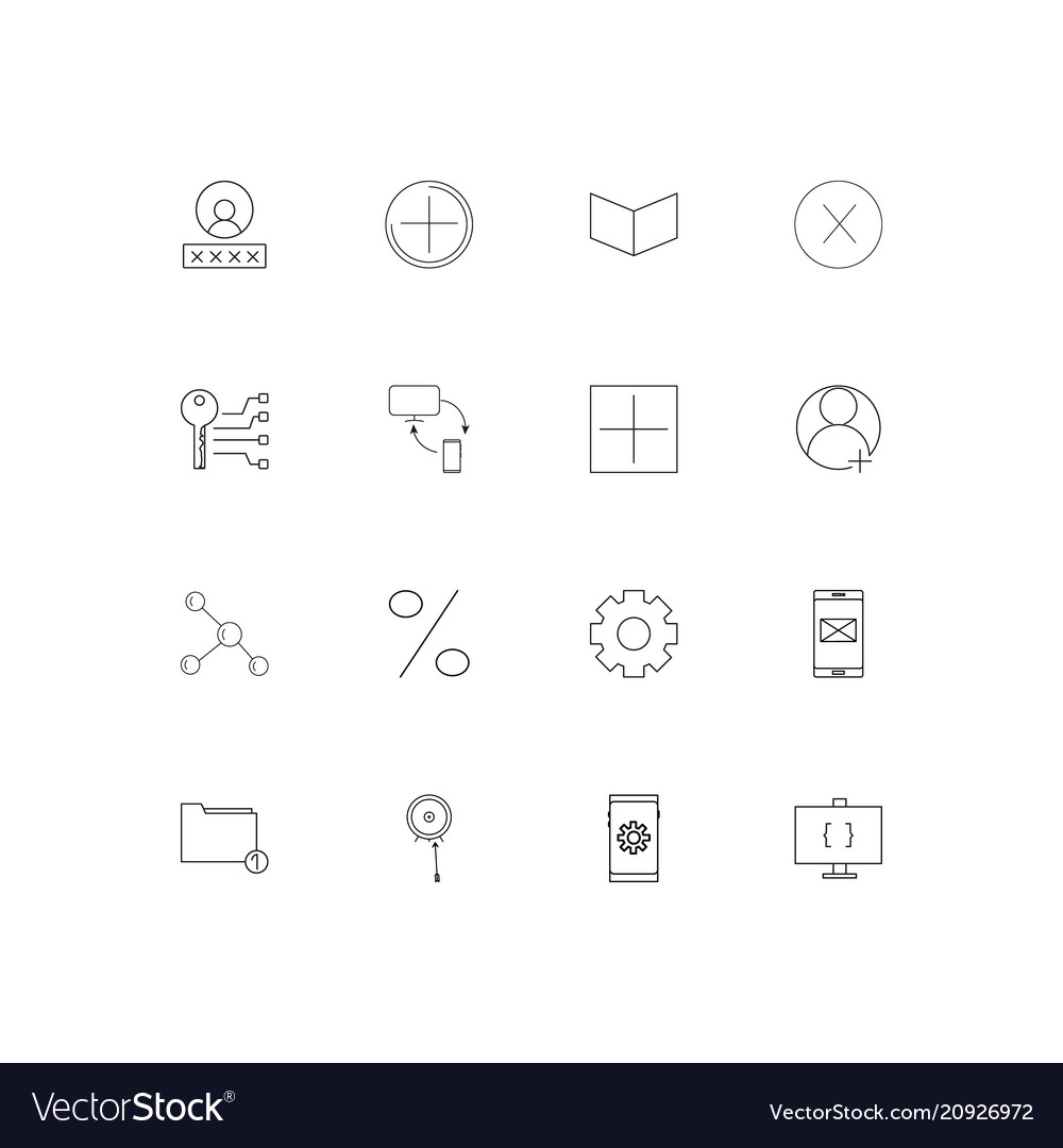 Internet technologies linear thin icons set