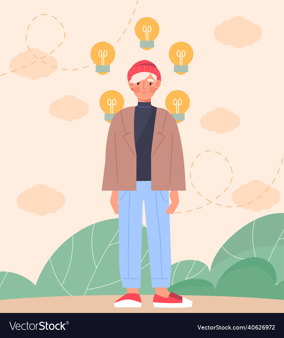 Man and lightbulb vector image Man and lightbulb