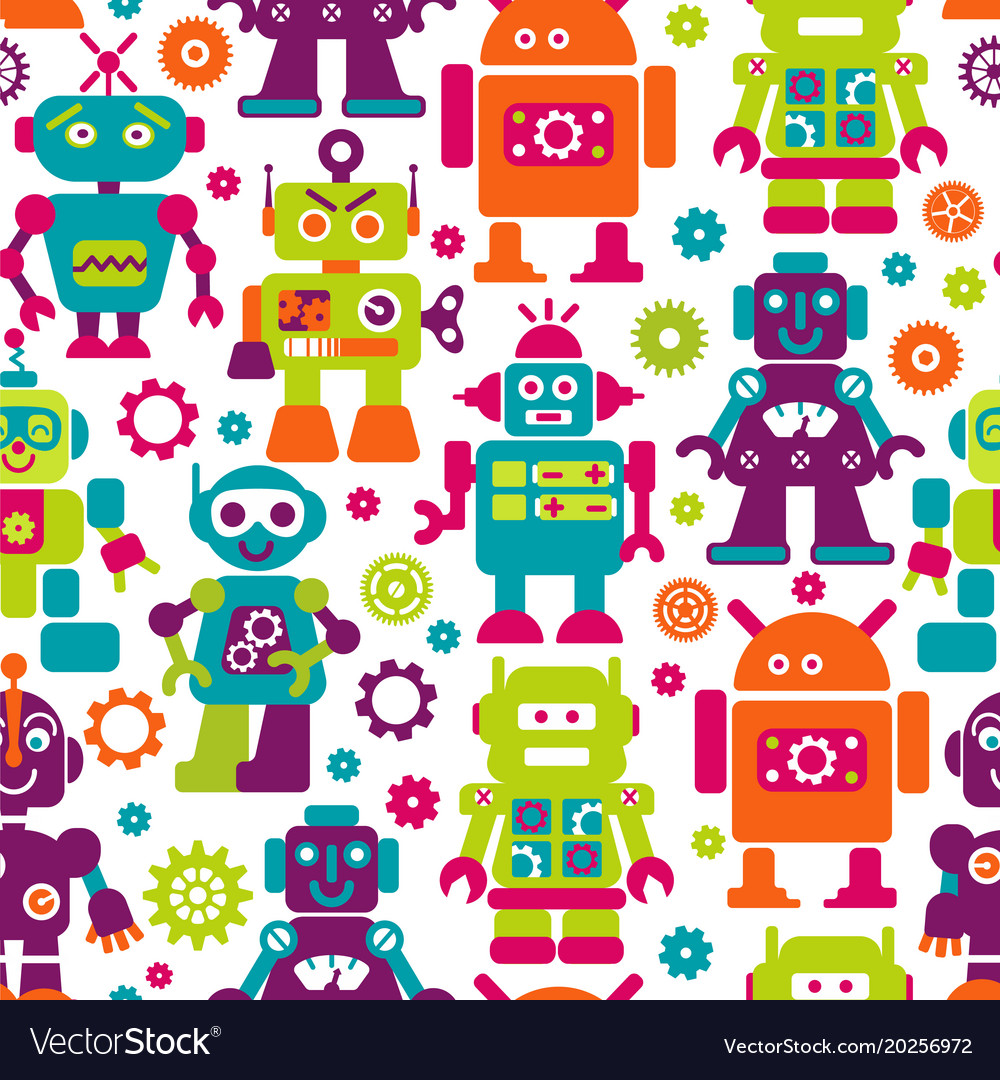 Robotrs color seamless pattern