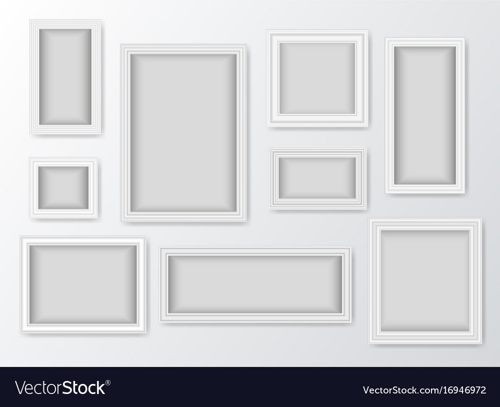 Set of white realistic frames with shadow