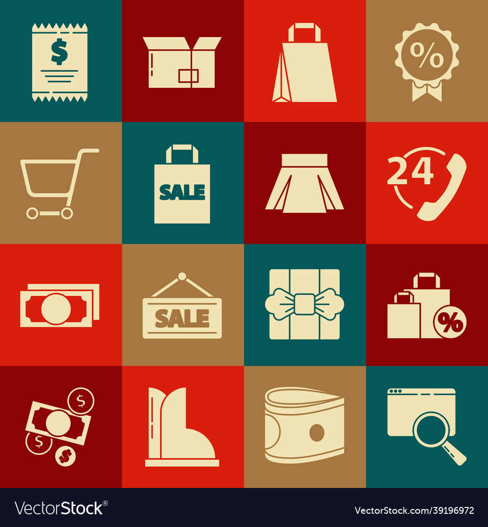 Set search in a browser window shoping bag vector image Set search in a browser window shoping bag