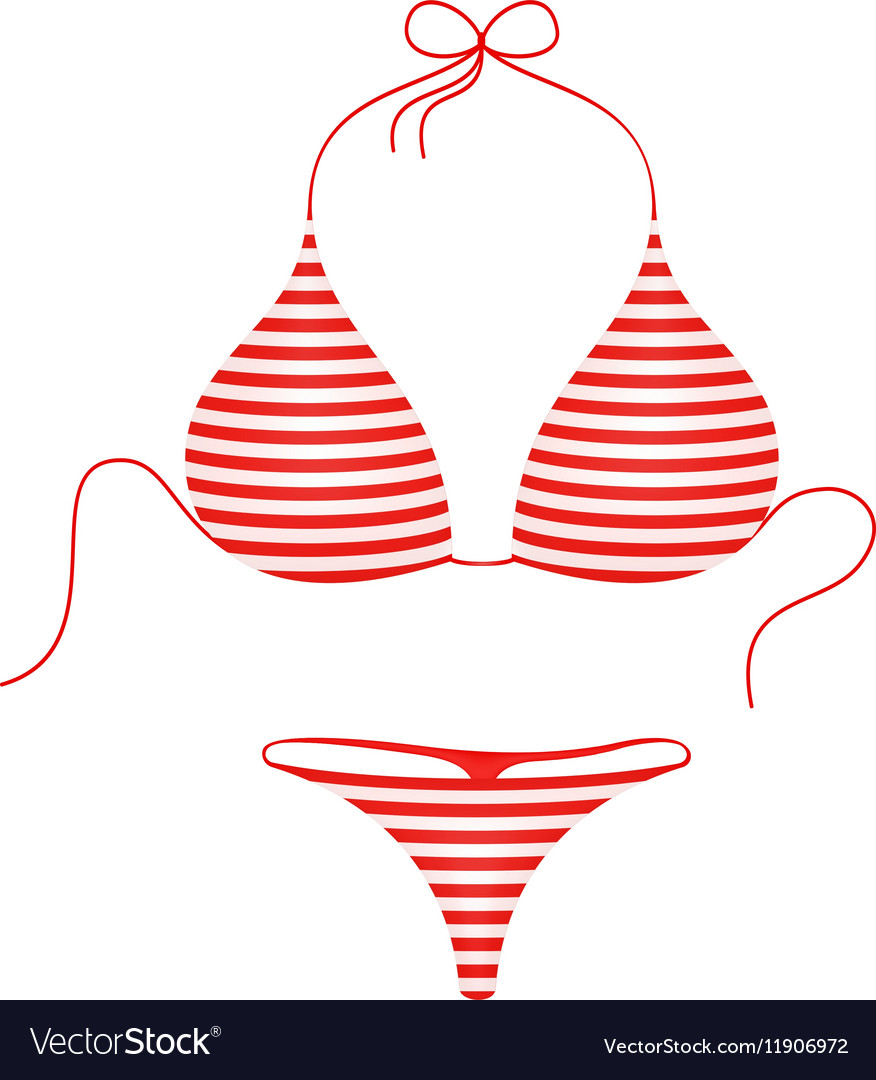 Gestreifter Bikini-Anzug in rotem und weißem Design