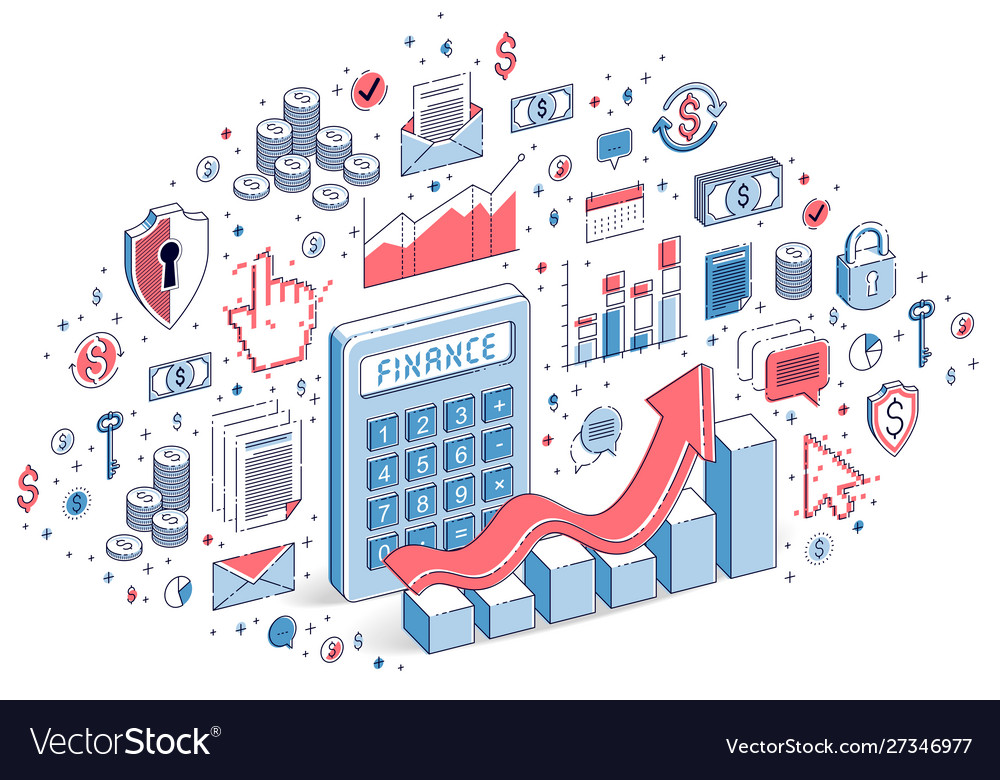 Calculator with earnings growth chart isolated Vector Image
