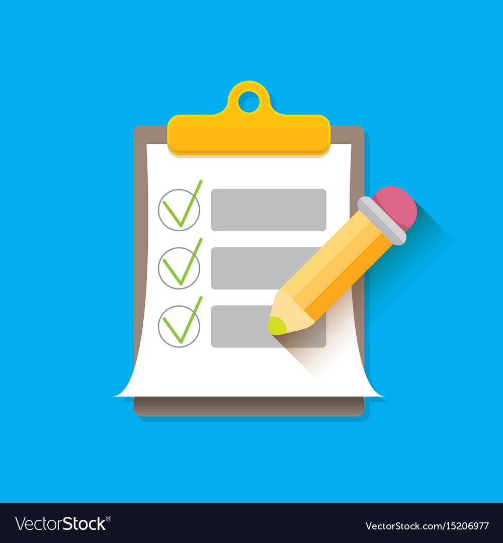 Clipboard icon with checkmarks and pencil