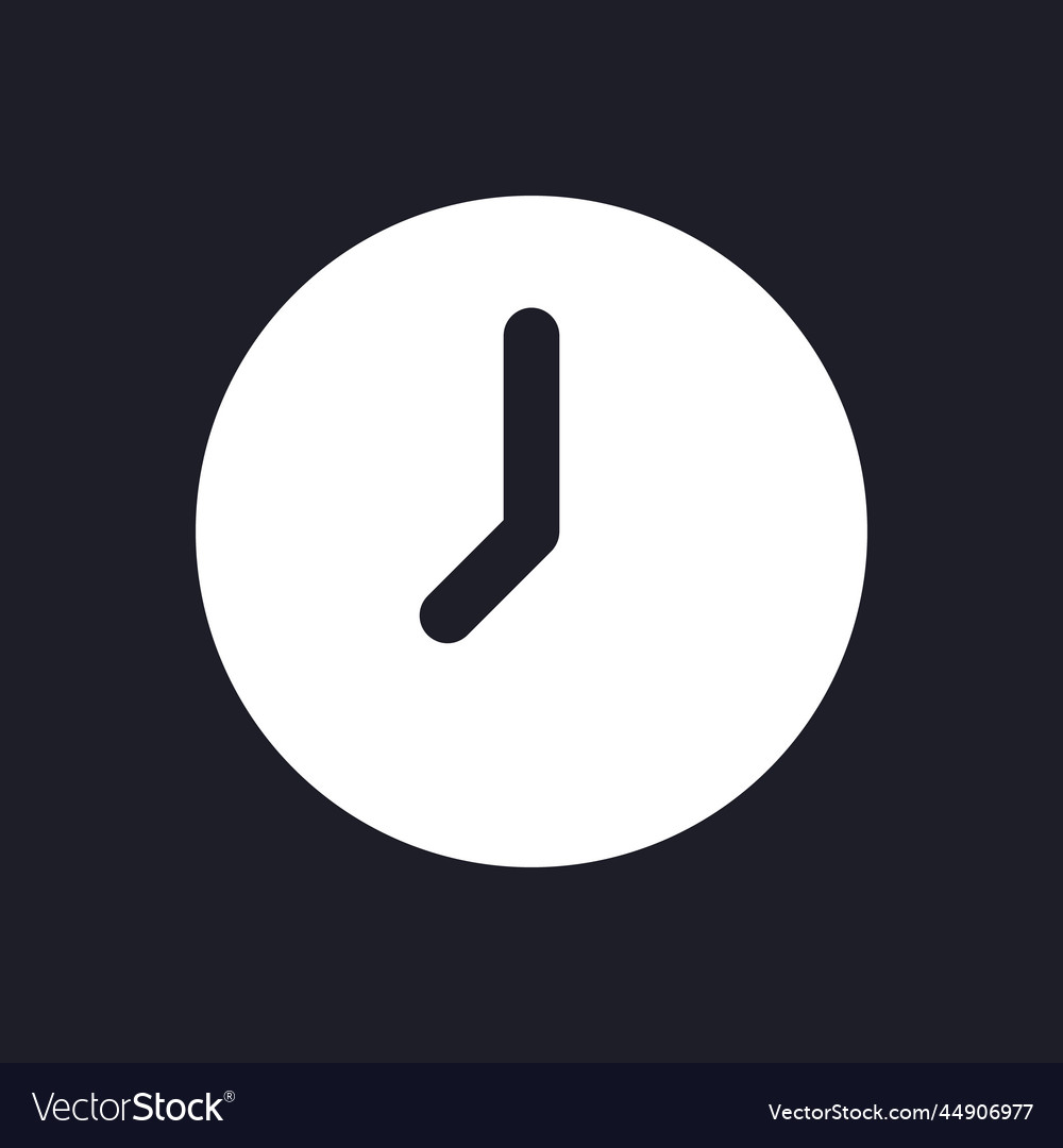 Clock dark mode glyph ui icon Royalty Free Vector Image
