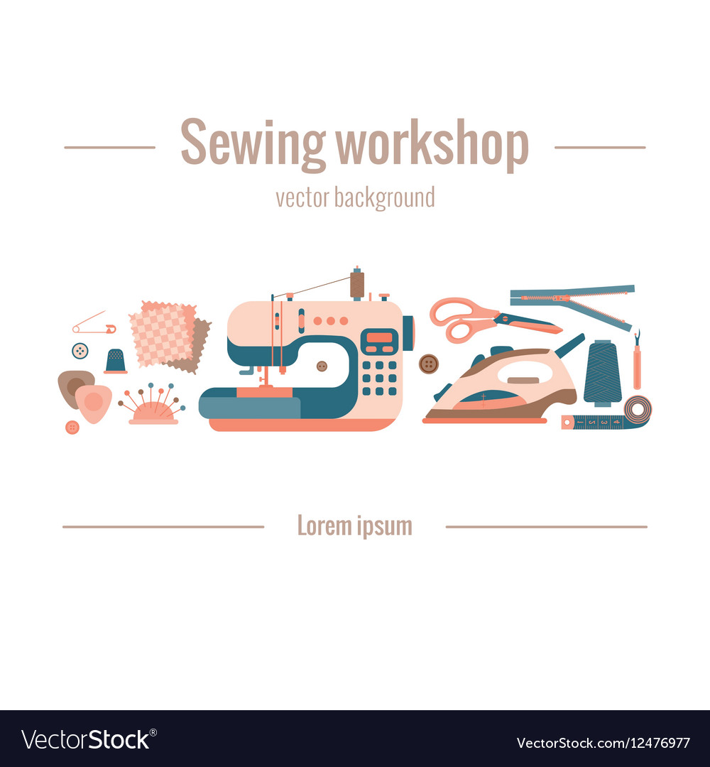 Colorful sewing workshop concept