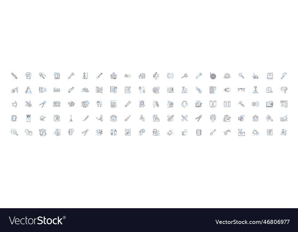 Computer systems line icons collection hardware vector image Computer systems line icons collection hardware