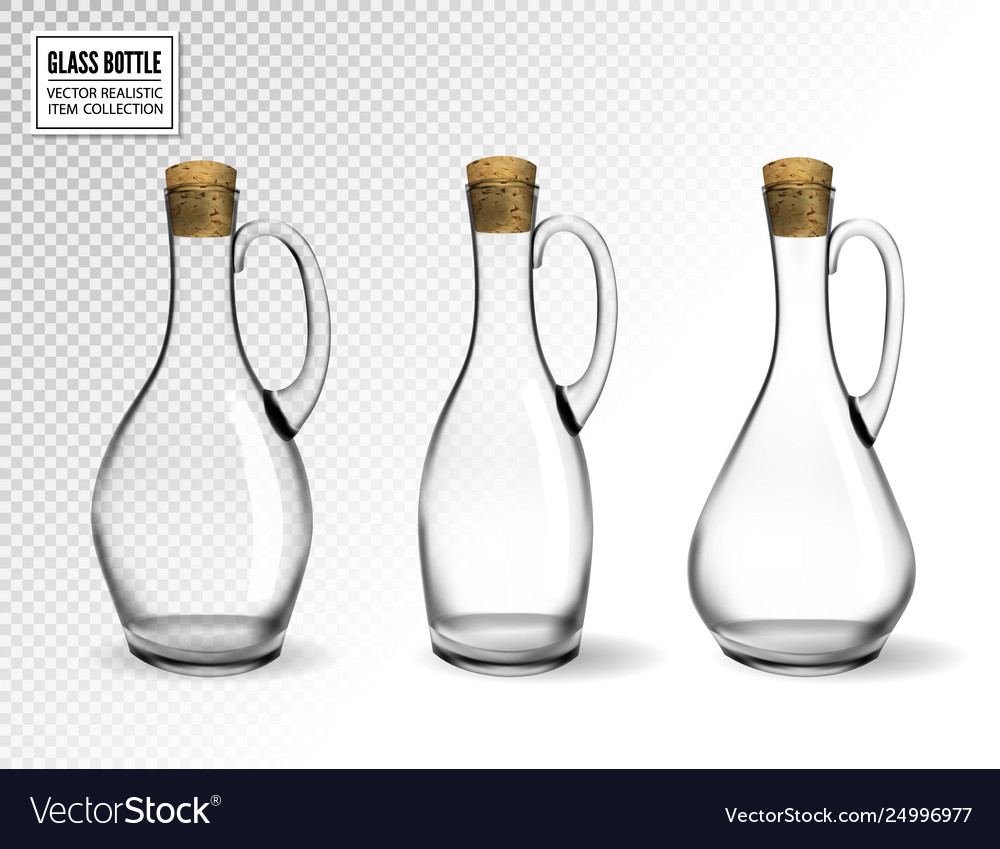 Empty glass bottles collection isolated