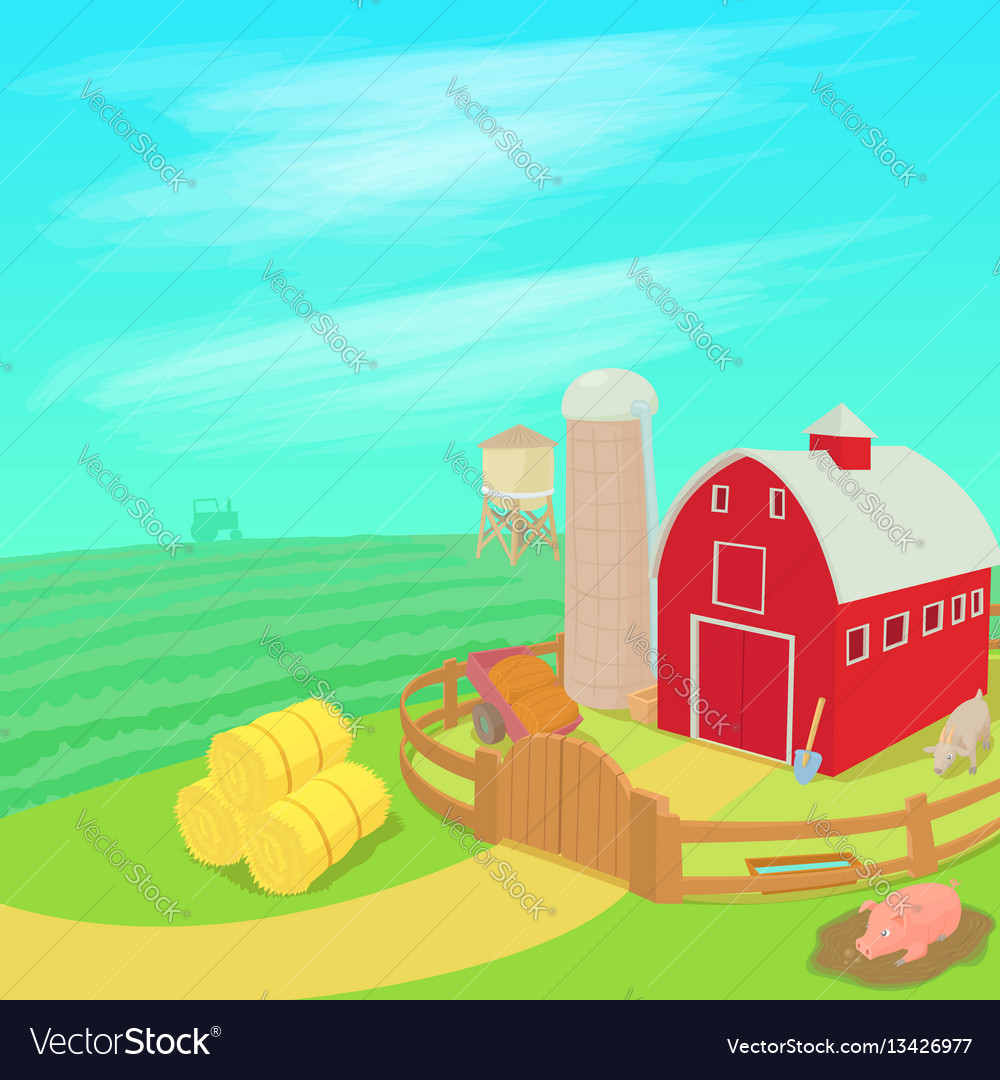 Farm landscape concept cartoon style Royalty Free Vector