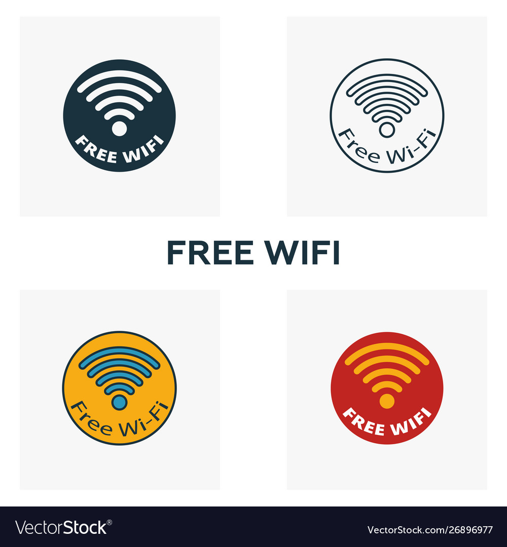 Free wifi icon set four elements in different vector image Free wifi icon set four elements in different