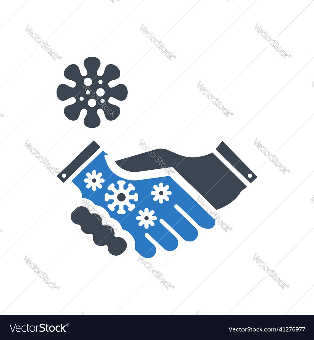 Handshake virus transmission glyph icon vector image Handshake virus transmission glyph icon