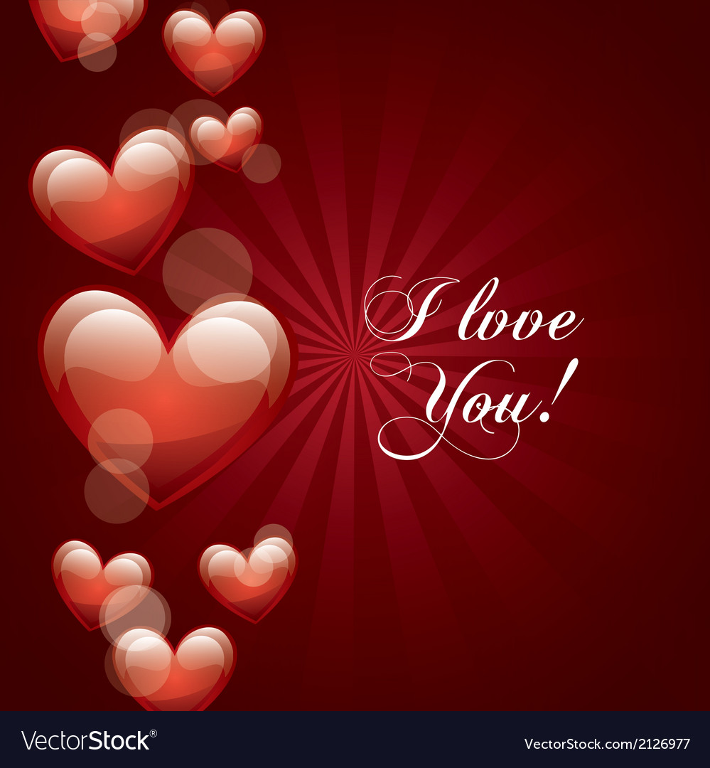 Hearts over red background illlutration Royalty Free Vector